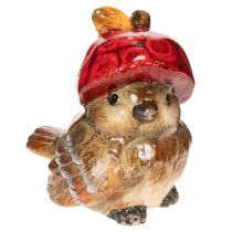 Itens Estatueta decorativa de pássaro com chapéu em forma de maçã vermelha, decoração de outono, 13 cm