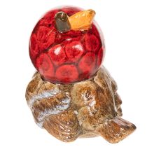 Itens Estatueta decorativa de pássaro com chapéu em forma de maçã vermelha, decoração de outono, 13 cm
