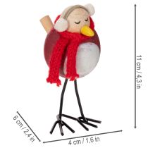 Itens Conjunto de 4 peças com figuras decorativas de pássaros com cachecol, decoração de inverno, 11 cm.