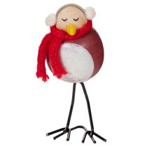 Itens Conjunto de 4 peças com figuras decorativas de pássaros com cachecol, decoração de inverno, 11 cm.