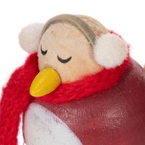 Itens Conjunto de 4 peças com figuras decorativas de pássaros com cachecol, decoração de inverno, 11 cm.