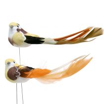 Pássaro no fio marrom / laranja 14cm 12pcs
