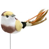 Pássaro no fio marrom / laranja 14cm 12pcs