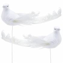 Pomba em fio branco 10cm 6pcs