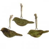 Itens Aves para pendurar, decoração primaveril, cabide madeira natureza, verde H4cm 6uds