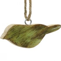 Aves para pendurar, decoração primaveril, cabide madeira natureza, verde H4cm 6uds