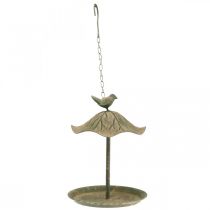 Banho para pássaros pendurado em metal para pássaros, jardim, olhar antigo Alt.28cm