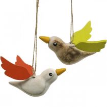 Deco pássaros de madeira para pendurar pássaro decoração de primavera 10,5 cm 6 pçs