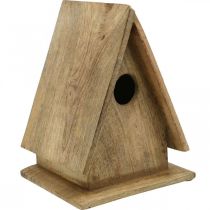 Casa de pássaros decorativa, caixa de nidificação para madeira natural de pé H21cm