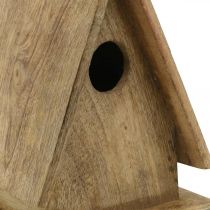 Casa de pássaros decorativa, caixa de nidificação para madeira natural de pé H21cm