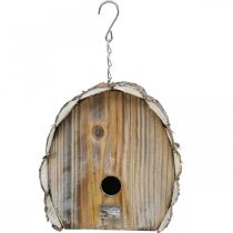 Caixa de nidificação decorativa casa de pássaros decoração de jardim de madeira branco natural lavado Alt. 22 cm L. 21 cm