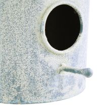 Itens Casa para pássaros para pendurar em metal na cor branco azul Ø15cm H21cm