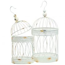 Aviário vintage redondo branco Ø22 / 18cm 2 unidades