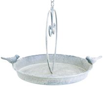 Itens Decoração de metal para banho de pássaros Coração Branco Azul Pendurado Ø21,5cm