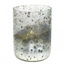 Vela em vidro jarra em vidro bicolor claro, prateado A14cm Ø10cm