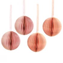 Itens Bolas de Natal em formato de favo de mel, rosa-damasco, 7 cm, 4 peças, decoração
