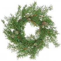 Coroa de zimbro artificial, coroa decorativa de zimbro, cones Ø25cm
