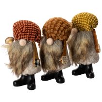 Itens Conjunto de 3 estatuetas de gnomo com barba e chapéu pontudo, 10 cm.