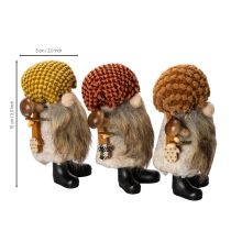 Itens Conjunto de 3 estatuetas de gnomo com barba e chapéu pontudo, 10 cm.