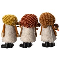 Itens Conjunto de 3 estatuetas de gnomo com barba e chapéu pontudo, 10 cm.