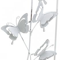 Borboleta Arte Pendurada Primavera Metal Arte de Parede Chique Desgastado Branco Prata H47,5cm