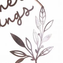 Itens Anel decorativo de parede "Summer Feelings", decoração de metal para pendurar, Ø49cm, rosa metálico e turquesa.