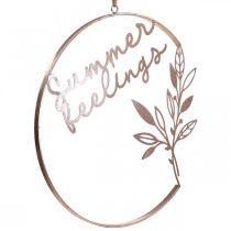 Itens Anel decorativo de parede "Summer Feelings", decoração de metal para pendurar, Ø49cm, rosa metálico e turquesa.