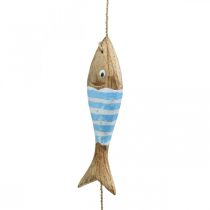 Itens Cabide decorativo marítimo peixe de madeira para pendurar azul claro C123cm