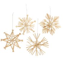 Itens Estrelas de palha de Natal enfeites para árvore de Natal 8cm 12 peças