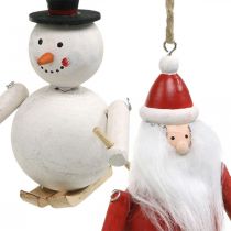 Decorações para árvores de Natal de madeira Papai Noel e boneco de neve 11cm conjunto de 2
