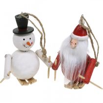 Itens Conjunto de 2 enfeites de árvore de Natal Papai Noel e boneco de neve 11cm