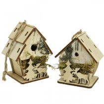 Itens Pingente de Natal pequenas casas decorativas de madeira H6.5/7.5cm 4 unidades