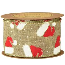 Itens Fita de Natal com gorros de Papai Noel, marrom, 60mm, 10m