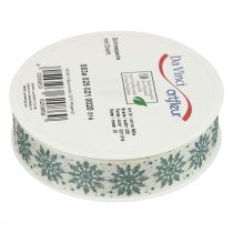 Itens Fita de Natal com flocos de neve branco verde 25mm 20m