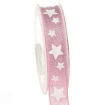 Itens Fita de Natal borda de fio estrela branca rosa W25mm L15m