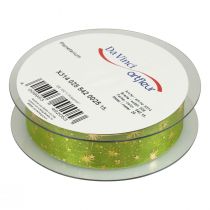 Itens Fita de Natal, fita de organza padrão estrela verde 25mm 25m