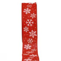 Fita de Natal com flocos de neve vermelhos, fita para presente 40mm 15m