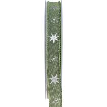 Fita de Natal com estrelas fita para presente verde prata 15mm 20m