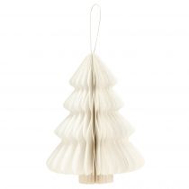 Itens Enfeite de Natal para pendurar na árvore, de papel, branco e prateado, 20 cm, conjunto de 5