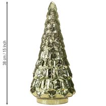 Itens Árvore de Natal com iluminação LED vintage verde ouro 38cm