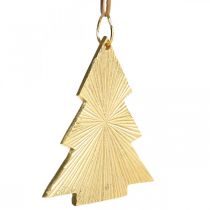 Árvore de Natal de metal ouro 8x10cm para pendurar 3 unidades.