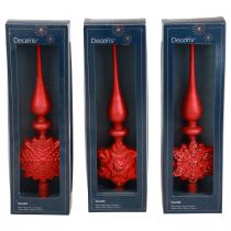 Itens Chapéu de coco para árvore de natal vermelho Vidro para árvore de natal Alt.34cm 1 un.