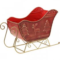 Decoração de natal trenó decorativo trenó de natal vermelho/dourado 30×12,5×20cm