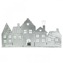 Itens Decoração de natal casinhas porta velas metal prata 25cm