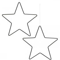 Decoração de natal estrela de metal decoração preta pingente de estrela 20 cm 6 peças