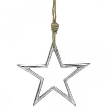 Estrela de decoração de natal, decoração do advento, pingente de estrela prata W15,5cm