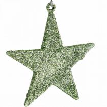 Decoração de natal pingente estrela menta glitter 10cm 12uds