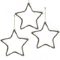 Itens Estrela de decoração de natal estrelas lavadas de branco para pendurar olmo 30 cm 4 peças