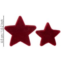 Itens Decorações de Natal, estrelas, flocadas na cor bordô, decoração de mesa, 4-5 cm, 40 peças