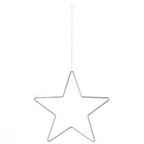 Itens Enfeites de Natal, estrelas para pendurar, prateadas, 20 cm, metal, conjunto de 6, enfeites para árvore de Natal